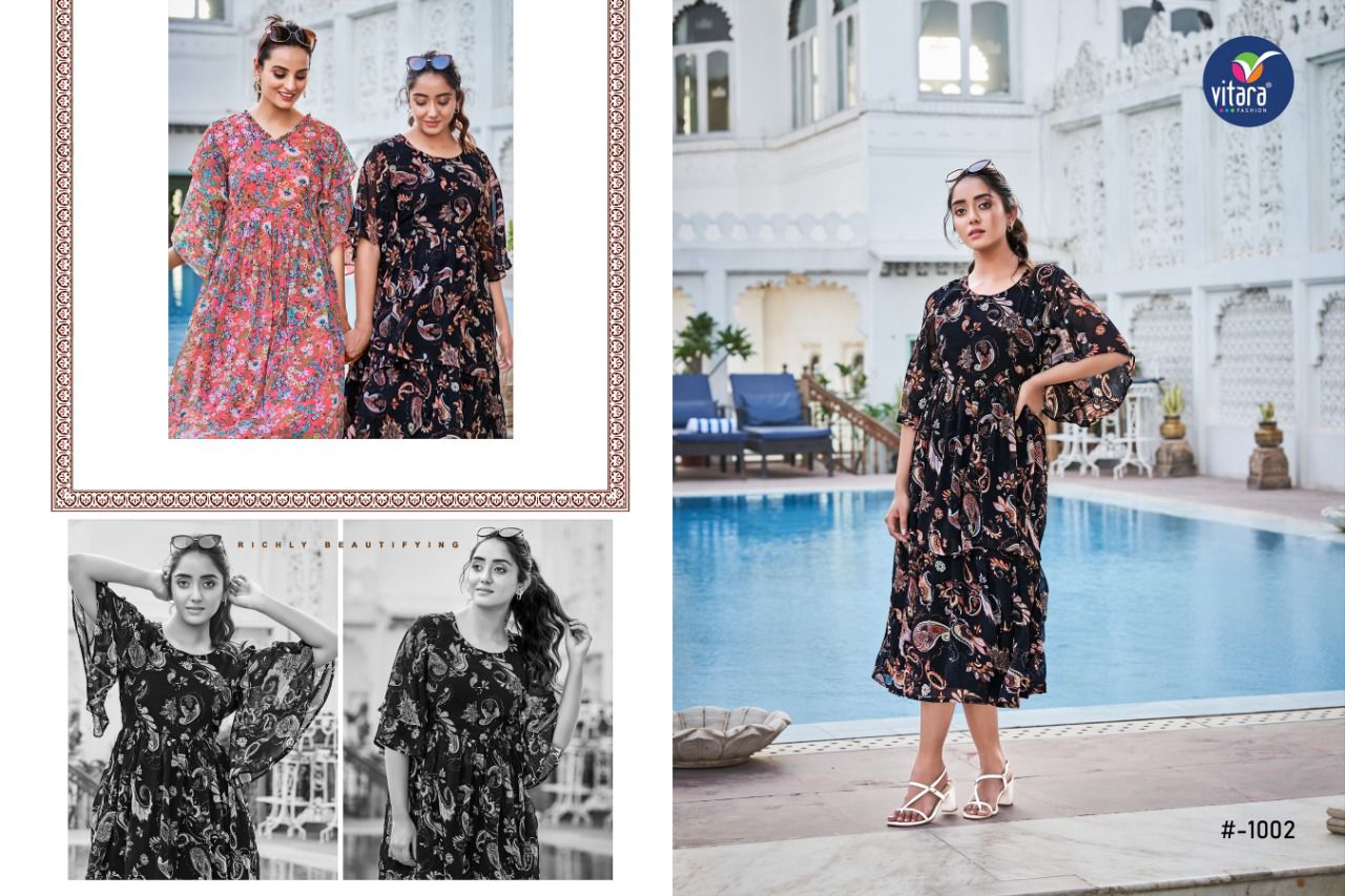 vitara Bentley Fancy Party Wear Georgette tunic print Designer Kurti Collection